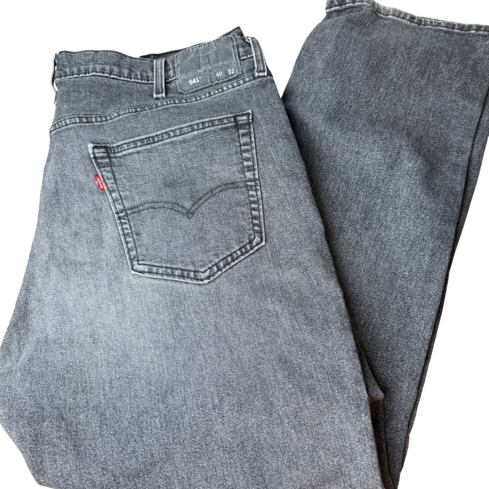 Levis 541 Mens Athletic Taper Jeans 40x32 (39x30) Faded Black Denim Streetwear